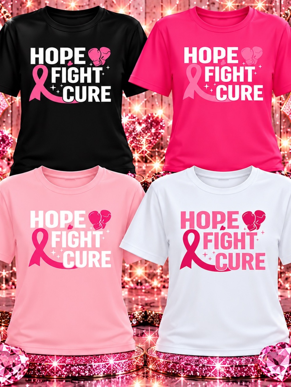 Breast Cancer Awareness Hope Fight Cure T-Shirt (Pick 1)